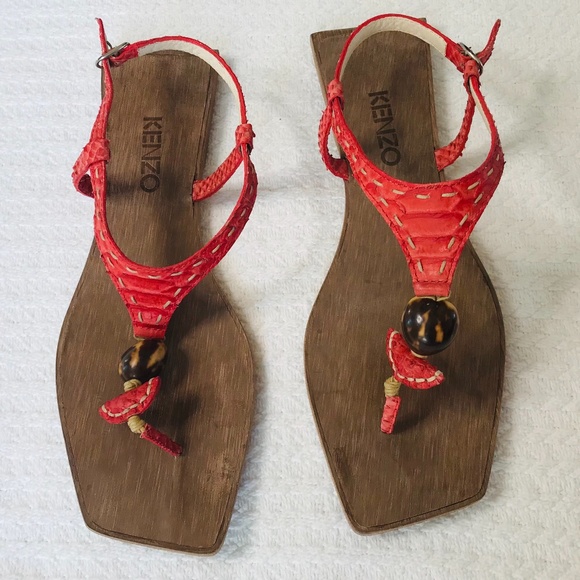 Kenzo Shoes - KENZO CHERRY LEATHER BEAD SANDAL